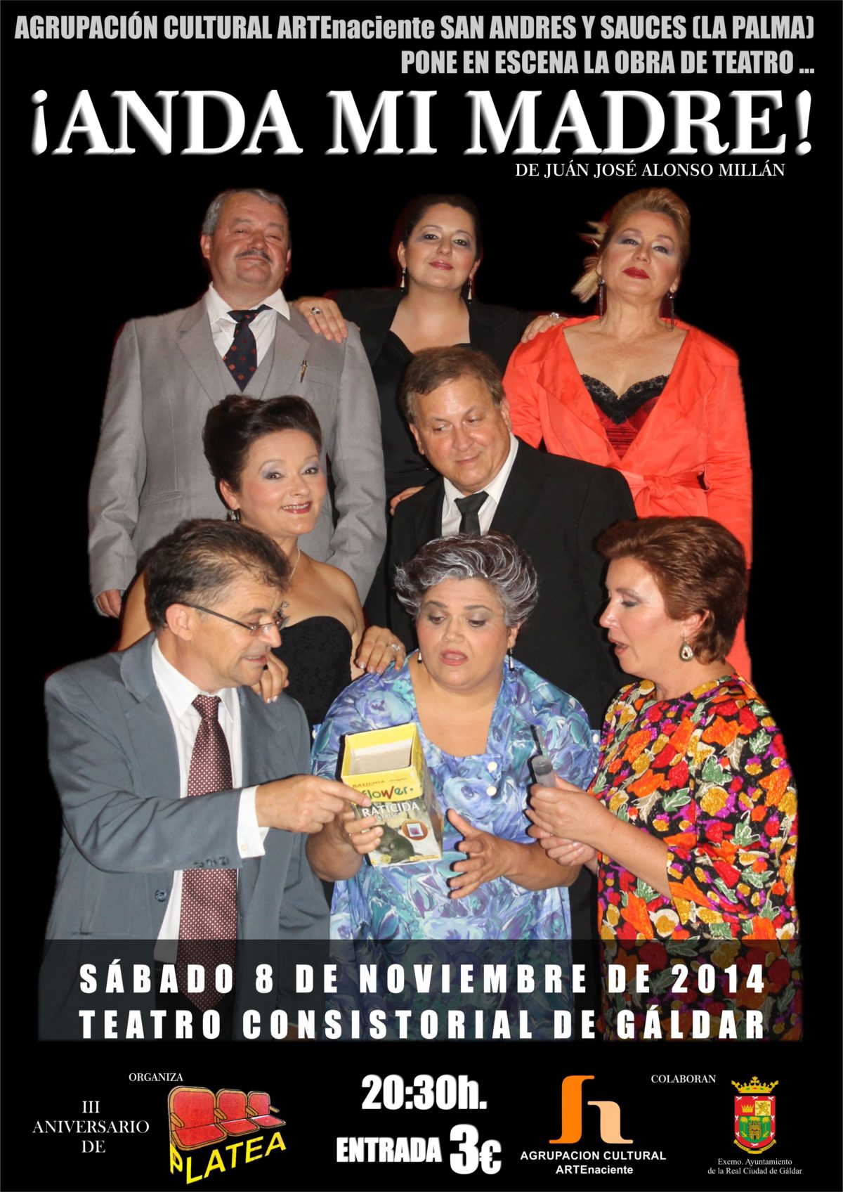 El Grupo de Teatro Platea Central celebra su tercer aniversario este sábado.