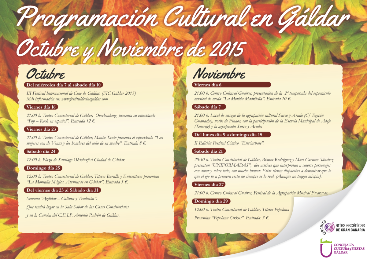 Cine, Música, Humor y Teatro para celebrar el otoño en Gáldar.