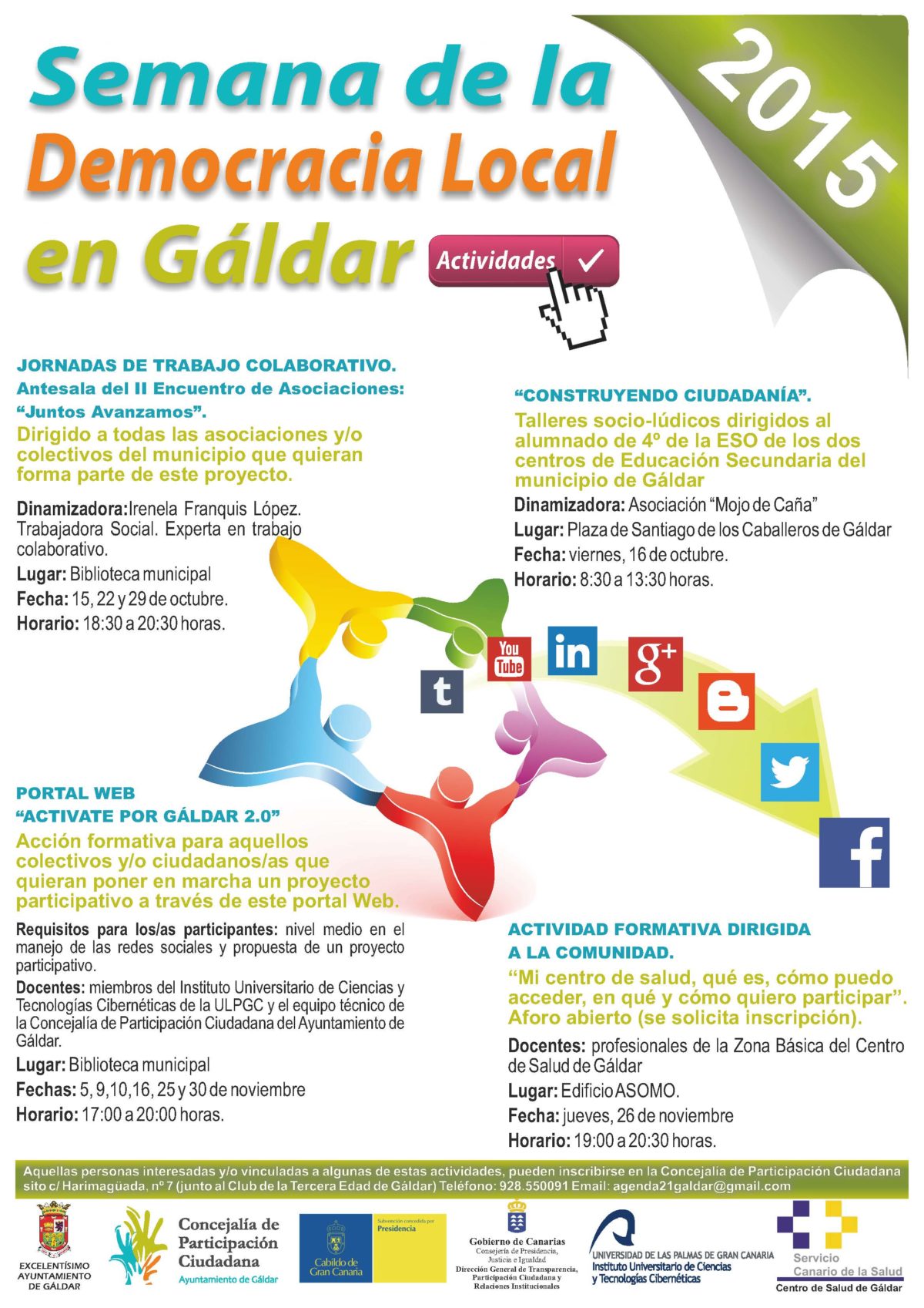 Participación Ciudadana da a conocer el programa de la Semana de la Democracia Local en Gáldar 2015