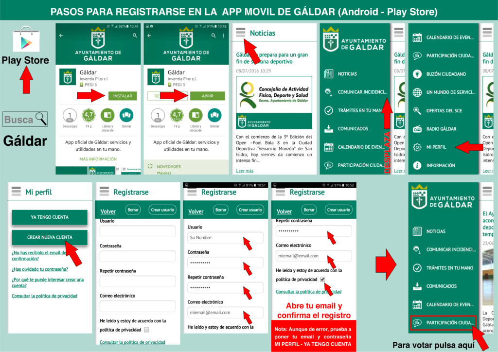 REGISTRARSE EN LA APP