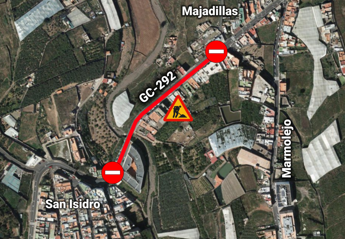 La Policía Local de Gáldar informa del cierre en los dos sentidos de un tramo de la GC-292